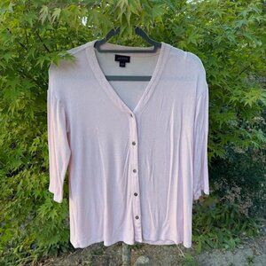 Lightweight Pale Pink 3/4 Sleeve Button-Up Cardigan By Apt. 9 Womens Size XL Sof